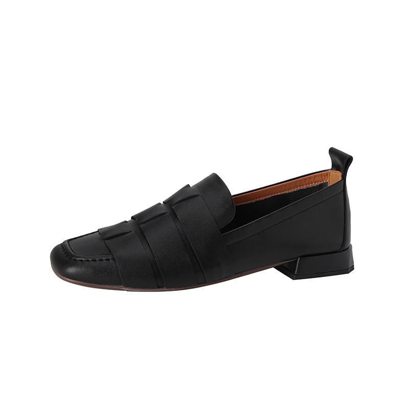 Cow Leather Square Toe Women Flats Casual Loafers Women Shoe Low Heel Spring Autumn Mules Woman Simple Shoes 2024 Women Shoes
