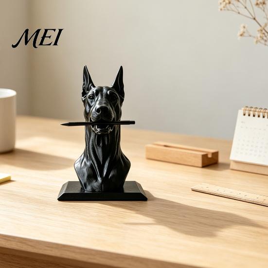 Doberman Dog Gift Shape Pen Holder, Creative Plastic Stationery Organizer, Pencil Cup 3D Print Office Desktop Decoration, for Workstation Holder