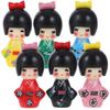 Ledmomo Set of 6 4cm Japanese Kokeshi Miniature Japanese Dolls In Tabletop Wooden Kimono Kokeshi Resin Gardening Small Geisha Perfect for Dolls,