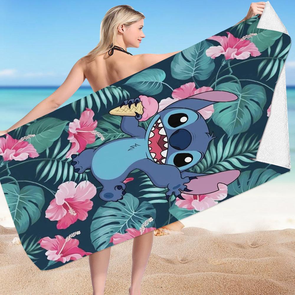 Stitch Zai Animation Beach Towel Microfiber Double-Sided Fleece Beach Towel Bath Towel Variety Square Towel Beach Towel