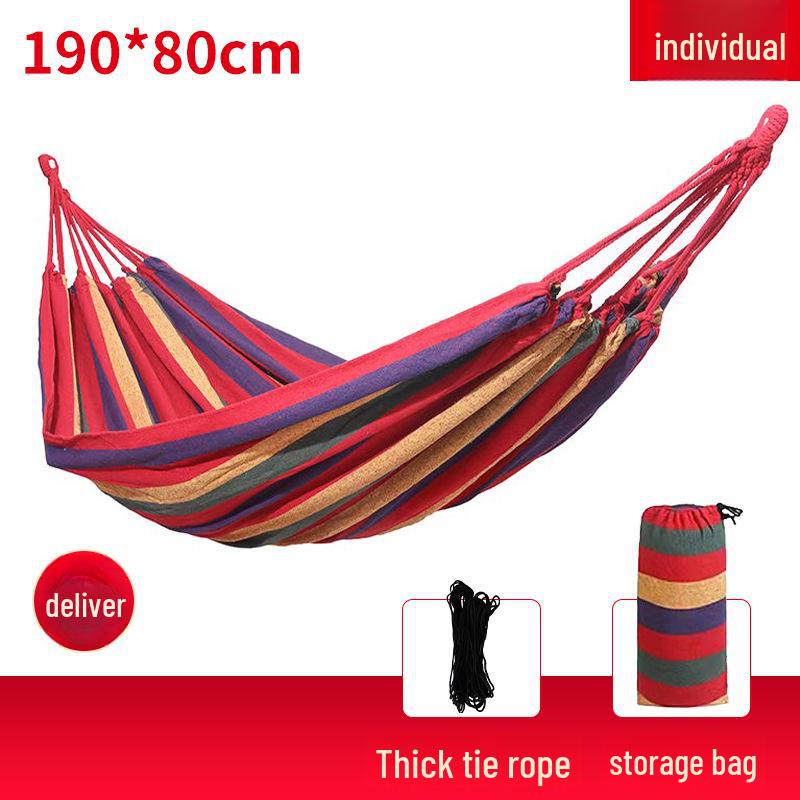 Двойной холщовый гамак с защитой от опрокидывания: Универсальный для использования внутри и снаружи помещений