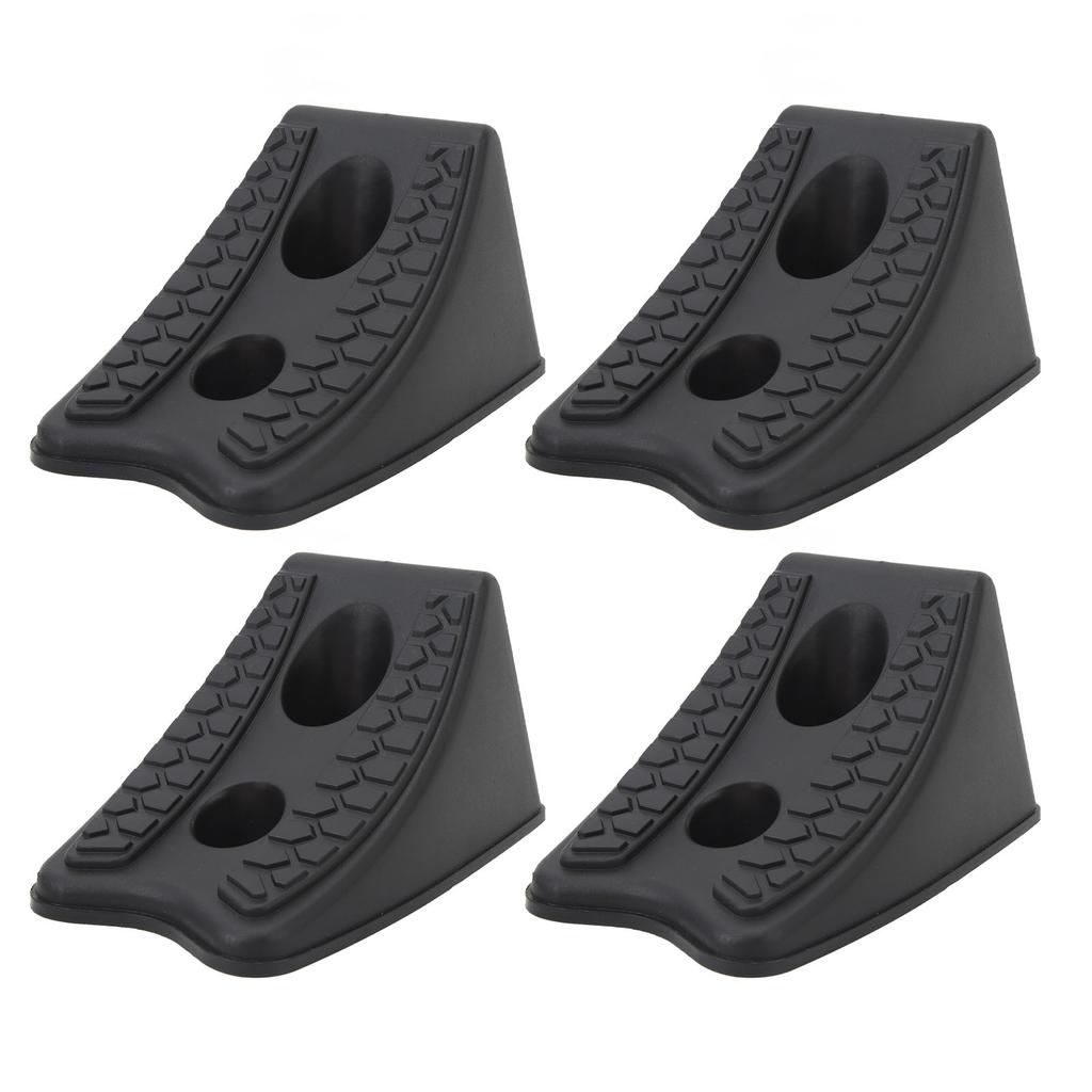 4pcs Wheel Chocks Heavy Duty Triangular Tire Stopper Block Set Anti Slip Base for Car Trailer RV