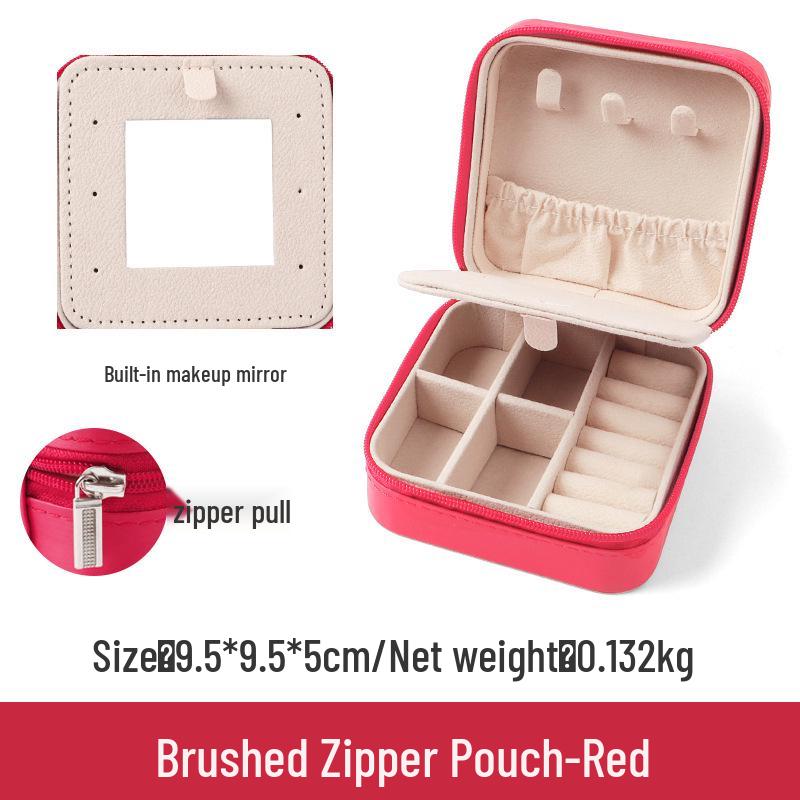 Бархатная шкатулка для драгоценностей на молнии: Портативное хранилище для ожерелий, браслетов, колец и серег