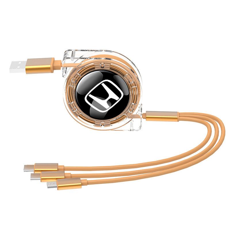 AAADJ1 3 In 1 Micro USB Type C Charging Cable Multi Charger For Honda Civic Accord Crosstour Spirior Odyssey Avancier UR-V Sienna CR-Z