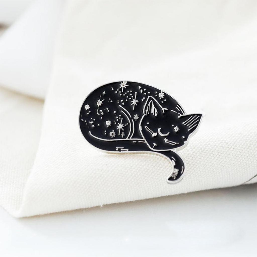 Женщины Мужчины Мистический Кот Эмаль Брошь Булавка Куртка Воротник Джинсы Рубашка Значок Ювелирные Изделия