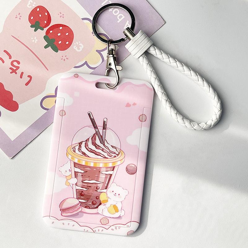 Чехол с мультяшным принтом, идентификационная бирка, чехол для рабочей карты с эластичным ремешком на запястье, держатель для бейджа, чехол для деловой карты доступа