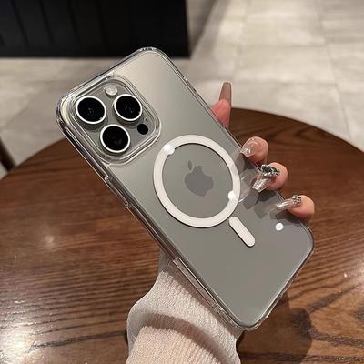 Подходит для Apple 14Magsafe Магнитный чехол для телефона Прозрачный 12 Полностью закрывающий 13-чехол IPhone 15 Защитный чехол Простой