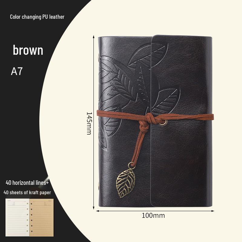 Retro Leaf Ring-Bound Travel Journal Notebook