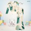 Girls Round Neck Long Sleeve Blue Printed Top And Flared Pants Two Piece Set