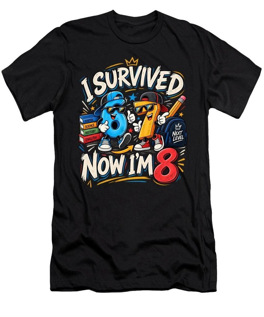 8th Birthday Shirt, I Survived 7 Now I’m 8 Tee, Kids Birthday Gift