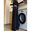 Black Wide Leg Jeans Women New Chubby Girl Plus Size Loose High Waist Cover Slimming All-Match Straight Mop Pants