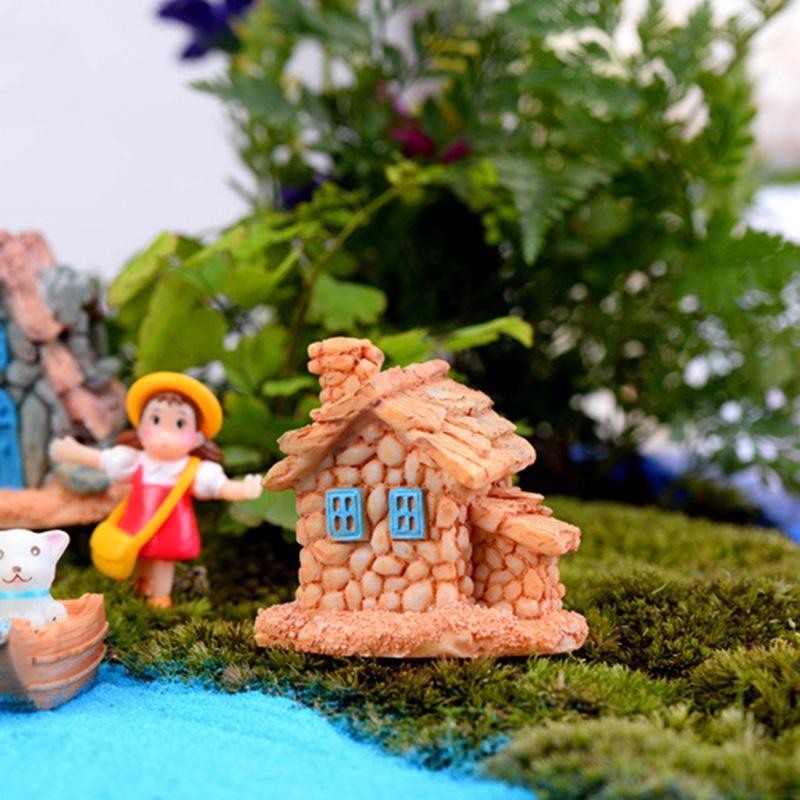 Творчество DIY суккулентные растения горшечная культура Microlandschaft сказочный замок каменный дом украшения