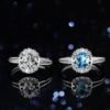 Женское кольцо с натуральным голубым топазом и муассанитом из стерлингового серебра, 1 карат, с бриллиантами, круглая сумка в форме яйца, кольцо специальной формы для женщин
