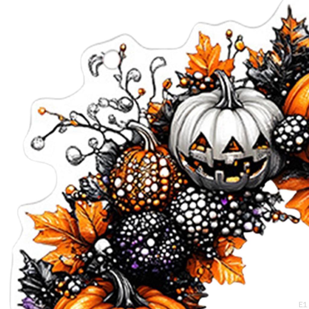 Halloween Pumpkin 2D Acrylic Pendant Decoration,Horror Sturdy Hanging Ornament for Front