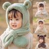 Мультяшные медвежьи ушки для детей, плюшевые шапки, плюшевая детская интегрированная шапка, шарф, детская шапка, шарф для мальчиков и девочек