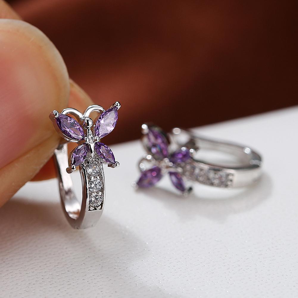 1 пара милых серег-капель серебряного цвета в форме бабочки, серьги-подвески огранки «маркиз», синие, белые, красные, зеленые, с камнями, висячие серьги, ювелирные изделия для свадебной вечеринки