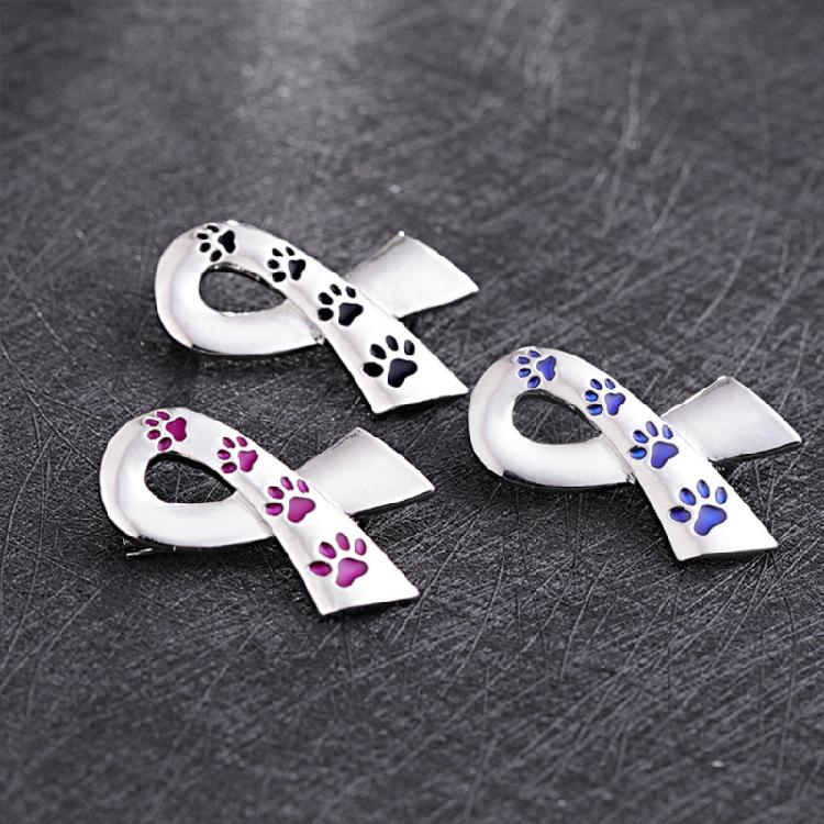 Exquisite Dog Paw Print Ribbon Brooch Pin Fundraiser Campaign Events Breastpin