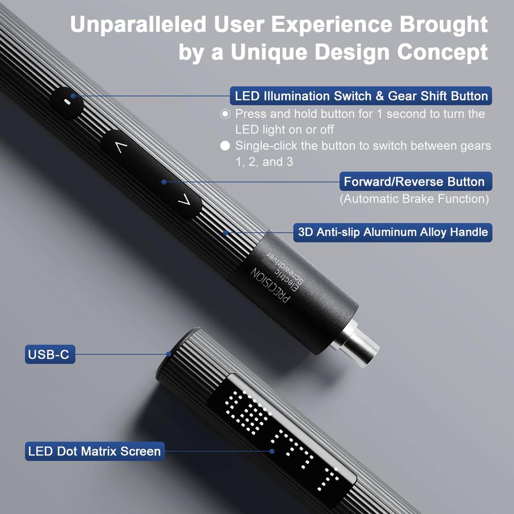 Набор прецизионных электрических отверток со светодиодным экраном 36 в 1, перезаряжаемый магнитный инструмент для ремонта, крутящий момент 0,3 Нм для iPhone, ПК, своими руками