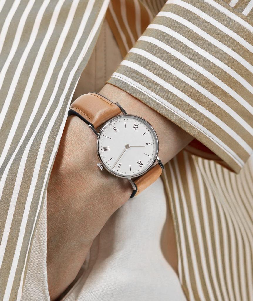 BINLUN Кожаный ремешок для часов с внутренней дышащей гибридной системой, быстросъемный, для часов, смарт-часов, унисекс, серебристый, резина, ремешок, ремешок, (Светло-коричневый, 22 мм, Пряжка)