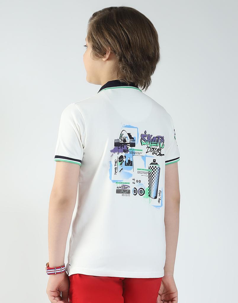 MONTE CARLO Boys's Regular Fit Printed Polo Half Sleeve T-Shirt