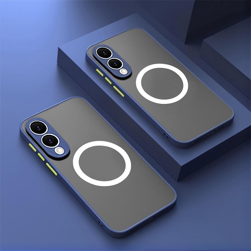 Матовый Магнитный Чехол Для Samsung Galaxy S25 Edge S24 Ultra S23+ S22 S21 FE A56 A55 A54 A36 A35 A34 A16 A15 5G Полупрозрачная Крышка