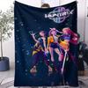 Плюшевое одеяло K-Pop Huntrix Дизайн Космическая Воительница Девичья Группа Мягкий Плед для Спальни Дивана Игровой Комнаты Идеально для Фанатов Аниме Подростков