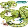 Dinosaur Race Track Set Rail Car Toys Assembly Bend Flex Racing Track Led Electronic Flash Light Car Toys for Children