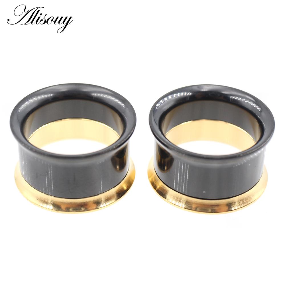 Alisouy 2PC нержавеющая сталь нить полые ушные заглушки для туннеля расширитель растяжитель двойные расклешенные калибры серьги пирсинг ювелирные изделия