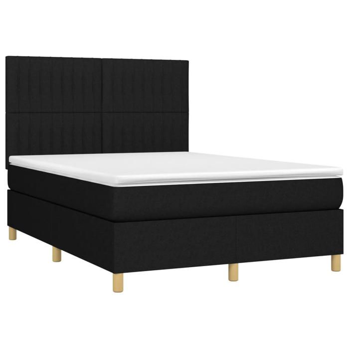 Maison Exclusive - Sommier à lattes de lit avec matelas Noir 140x200 cm Tissu