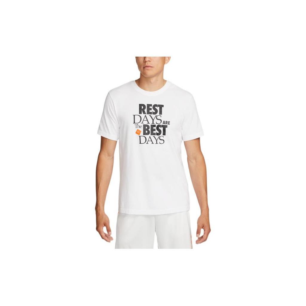 Nike Logo Print Short Sleeve Crew Neck T-Shirt Men Tops White DR7582-100