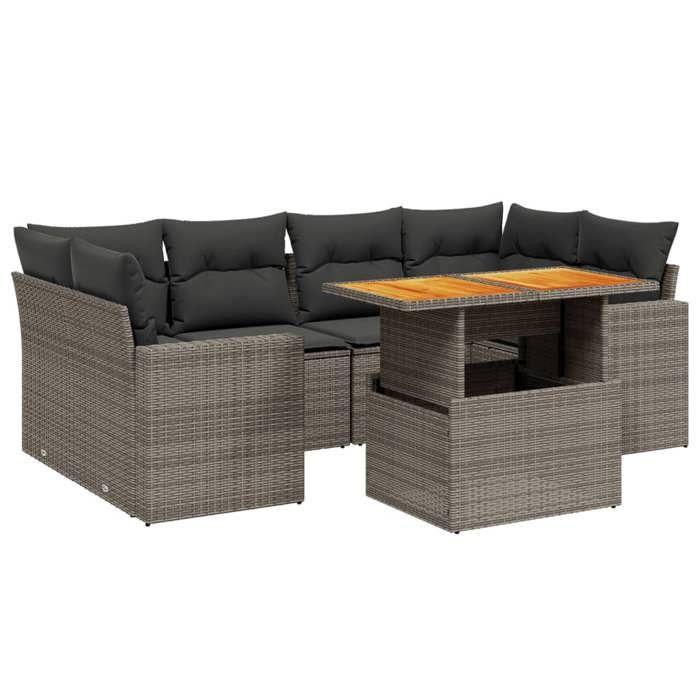 VidaXL Salon de Jardin avec Coussins 7 pcs, Canapés de Terrasse, Ensemble de Meubles de Patio, Mobilier d'Extérieur, Gris 3271214