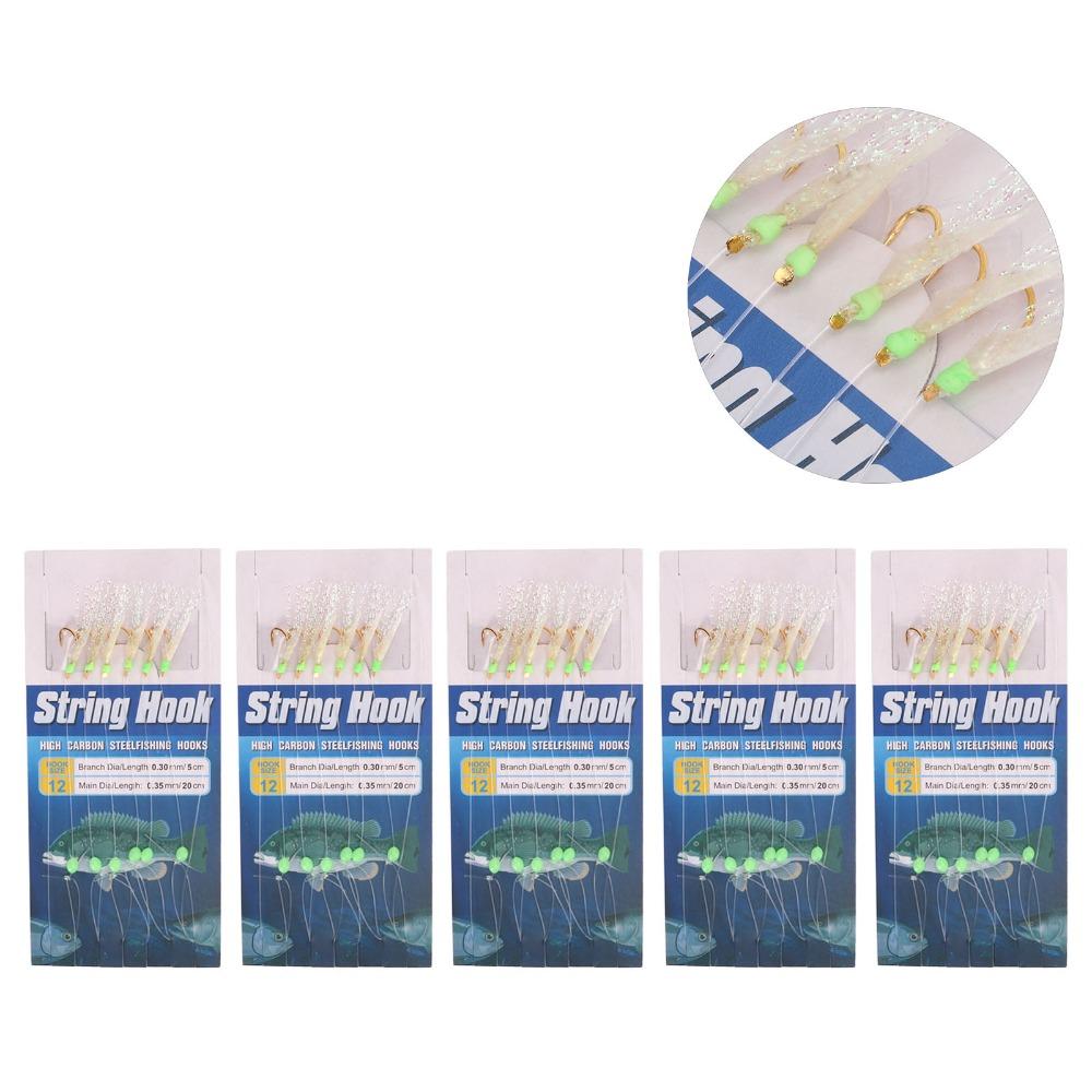 5 Sets Soft Fish Skin Fishing Bait Rigs with 6 Hooks Fishing Lure Rigs  Big Fish Fishing