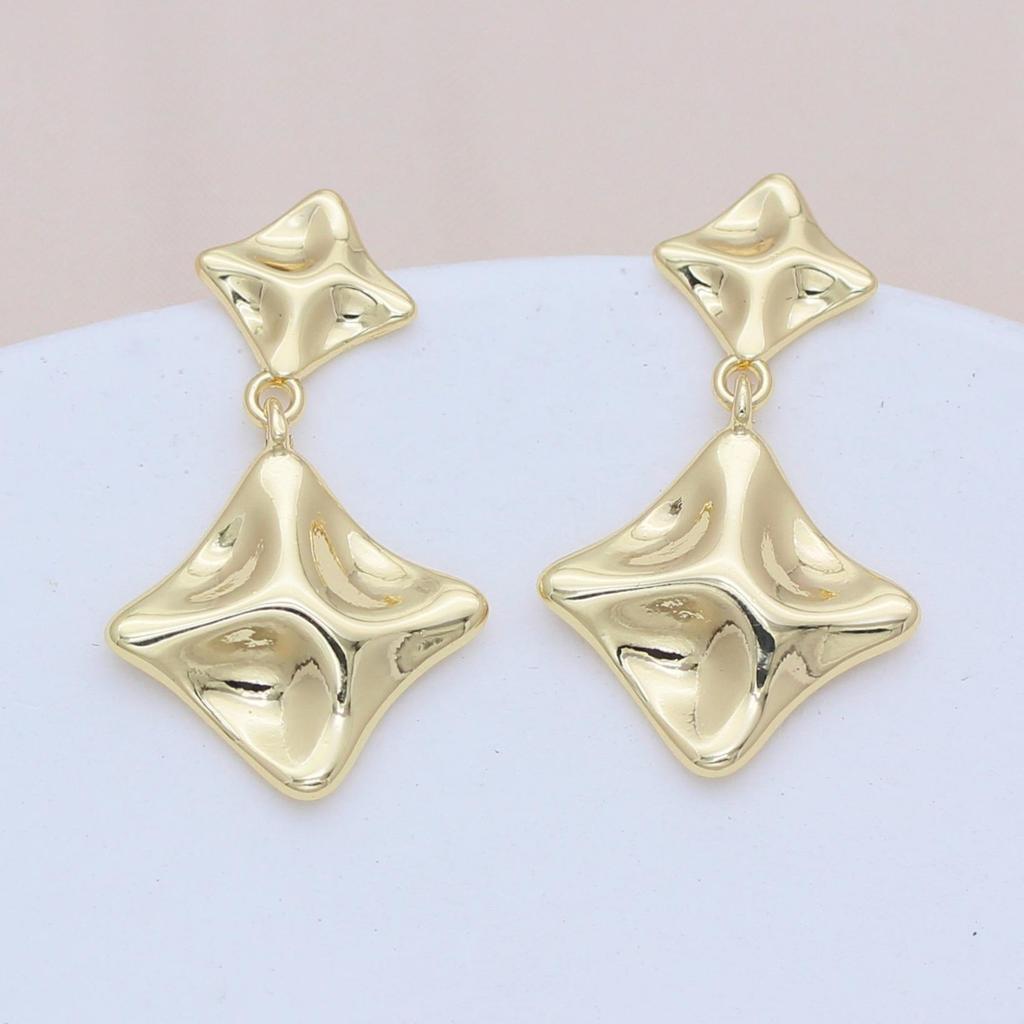 Серьги-подвески геометрической квадратной формы из серебряной иглы S925 – Золотой сплав, Сохраняющие цвет, Легкая роскошь для женщин.