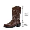 Осень-зима Большие размеры женские ПУ грубые каблуки Мартин сапоги средние удобные теплые остроносые рыцарские сапоги в стиле вестерн обувь 35-42