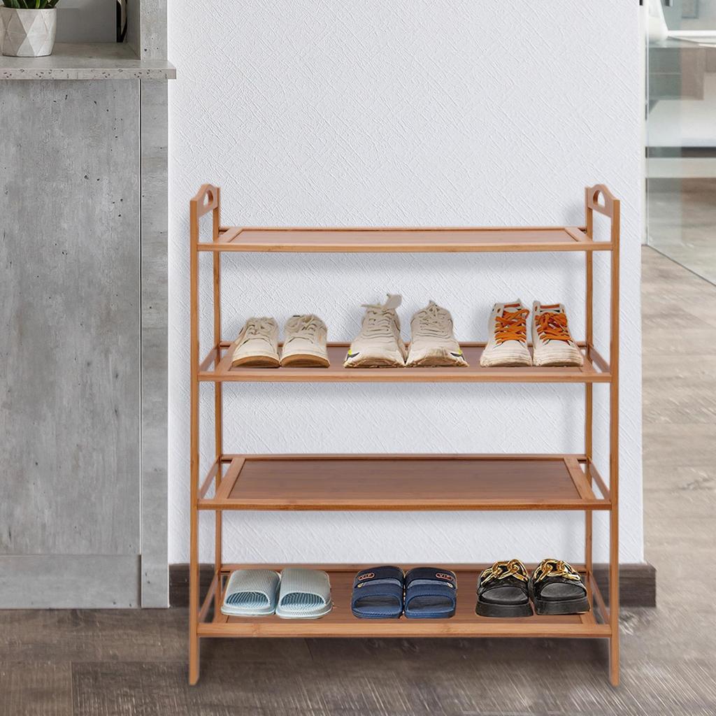 4-Tier Shoe Rack, Open Shoe Storage Rack, Shoe Storage Organizer for Entryway, Hallway and Closet