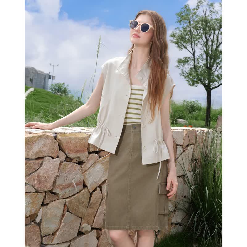 Betu Women's Workwear Style Midi Skirt