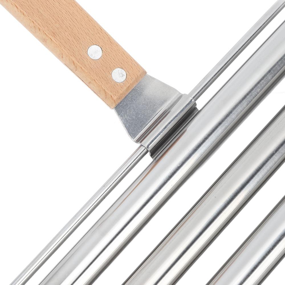 Detachable Wooden Handle Hot Dog Roller Stainless Steel\ Hot Dog Griller Barbecue Grilling