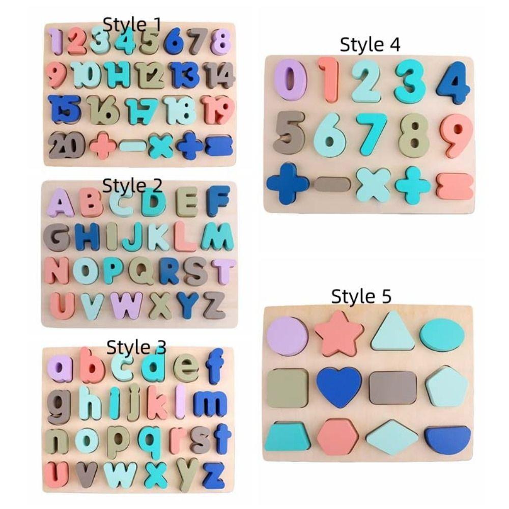 Matching Games Alphabet Number Puzzle Mathematics Kids Puzzle Toys 3D Wooden Board Birthday Gift