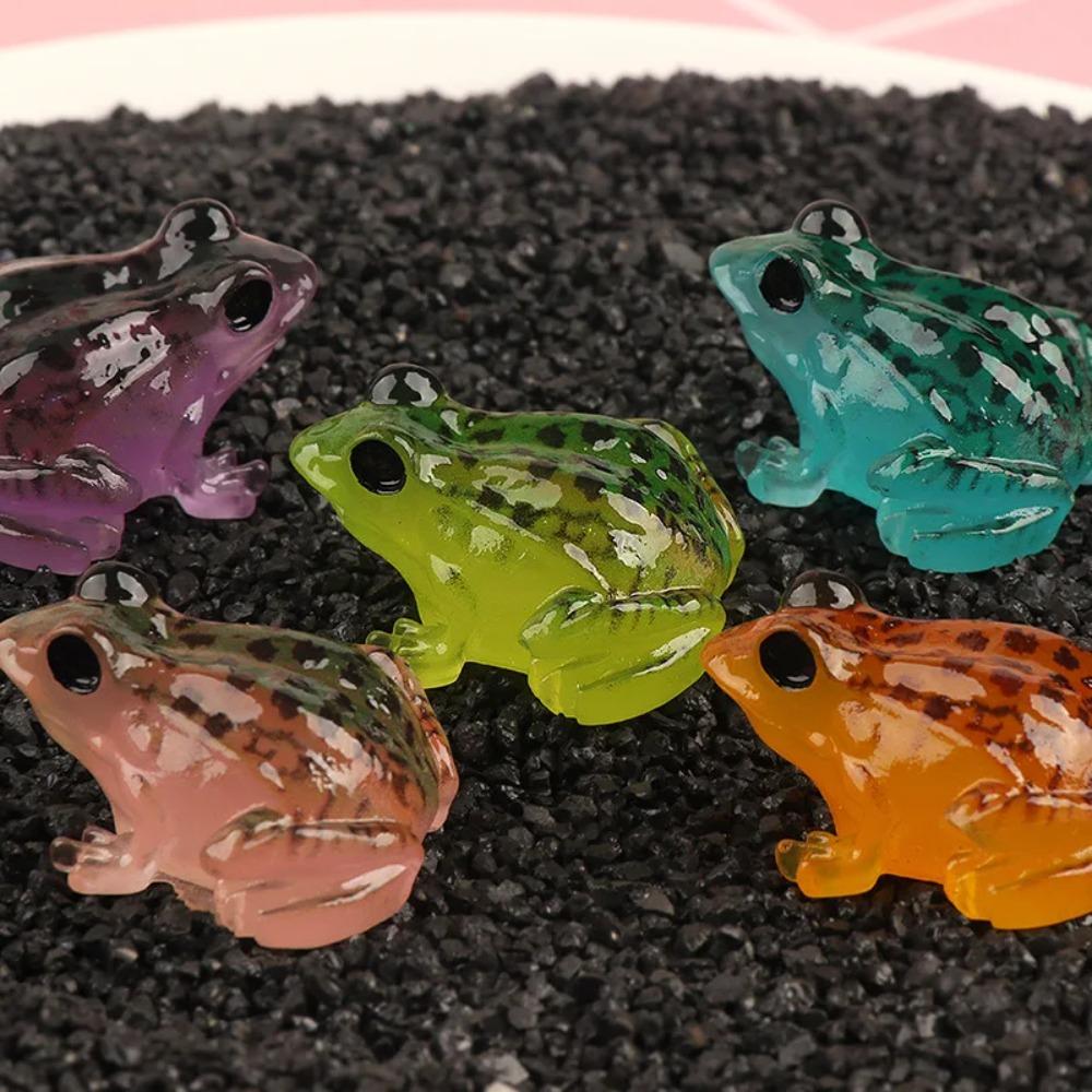 10 шт. мультяшные светящиеся фигурки лягушек миниатюры милая маленькая модель жабы микро ландшафтные украшения
