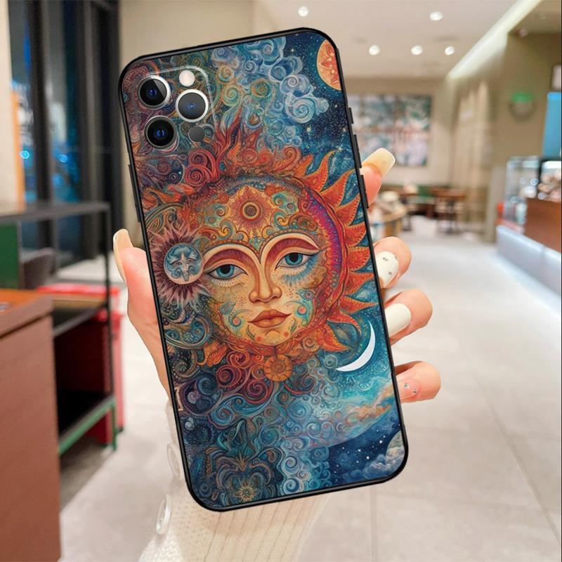 Эстетичный чехол для телефона 'Солнце и Луна' для iPhone 17 Air 16 14 13 11 15 Pro Max mini 15 16 Plus 16e Защитная крышка