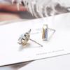Simple 925 Sterling Silver Asymmetric Rainbow Unicorn Stud Earrings For Women Party Wedding Jewelry Female Pendientes Eh1395