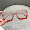 Large Square Frame Clear Lens Glasses Color Block Fashion Decorative Glasses Computer Spectacles For Women Men