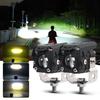 2X Motorcycle Headlights Spotlight Fog Light Hi/Low Beam Len Dual Color Work Auxiliary Driving Light Headlight Yellow White 12V