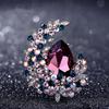 Brooch Pin Elegant Temperament Faux Crystal Shiny Rhinestone Inlaid Bright Luster Decorative Gift Women Moon Sweater Corsage Autumn Winter