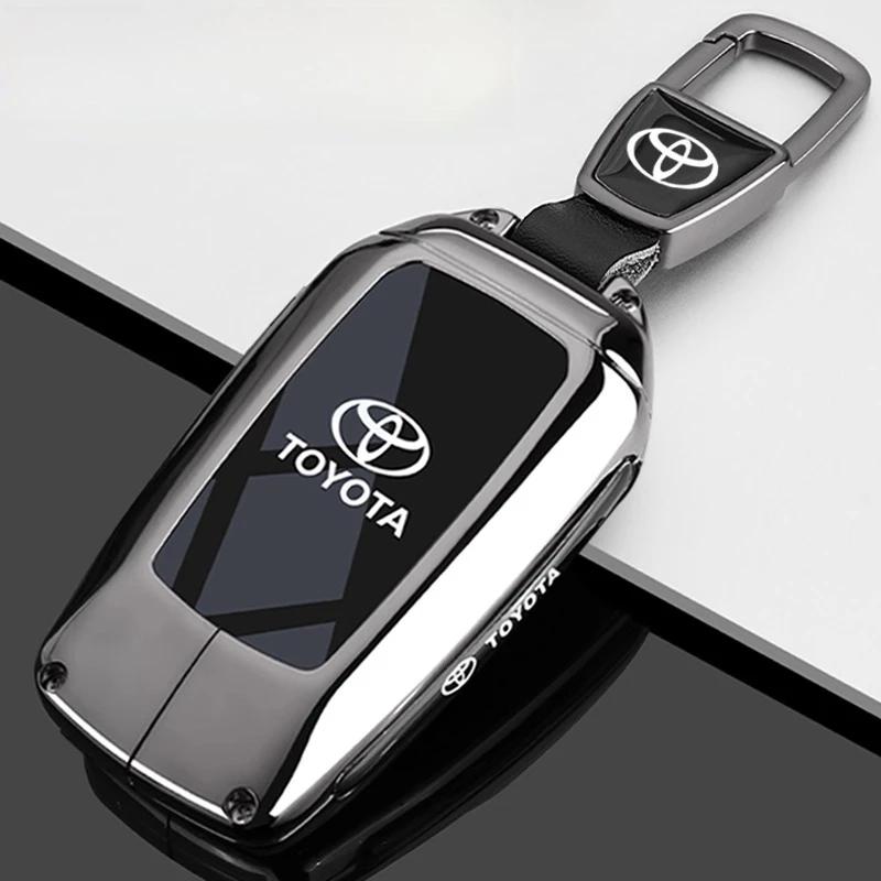 Zinc Alloy Leather Car Key Case Cover Shell for Toyota CHR Hilux Fortuner VCBFDG5 Land Cruiser 200 Camry Corolla Crown RAV4 Highland