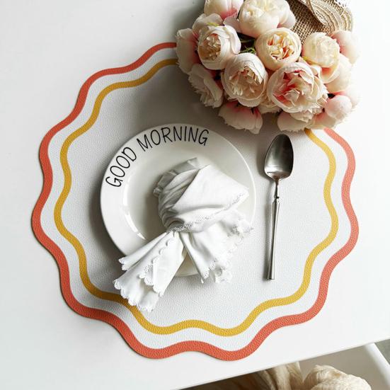 Салфетка из искусственной кожи с фестончатым краем, термостойкая, нескользящая, с теплоизоляцией, водонепроницаемая, для защиты и украшения обеденного стола, подставка, кухонные принадлежности