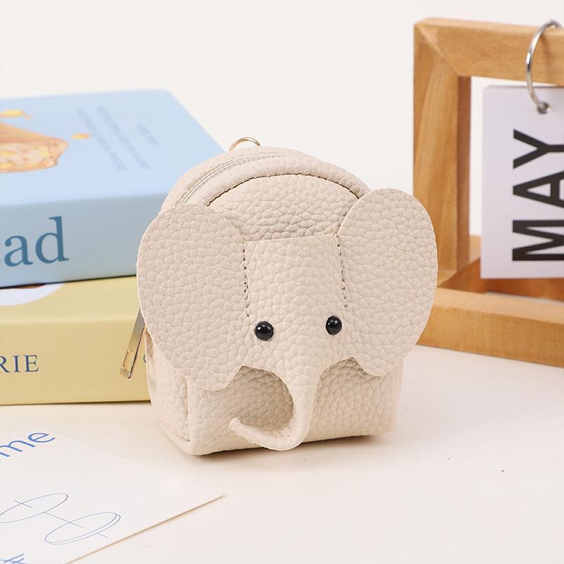 Кожа PU Мини-кошелек для монет в виде слоненка Женская сумка Подвеска Креативный держатель для карт Хранение Помады Конверт Застежка-молния Мешок для денег