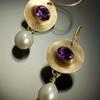 1 Pair Vintage Men's Zircon Faux Pearl Dangle Earrings, Holiday Party Gift