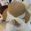 Hat lace French flat top summer braided top hat travel sun protection seaside sun hat beach hat explosion
