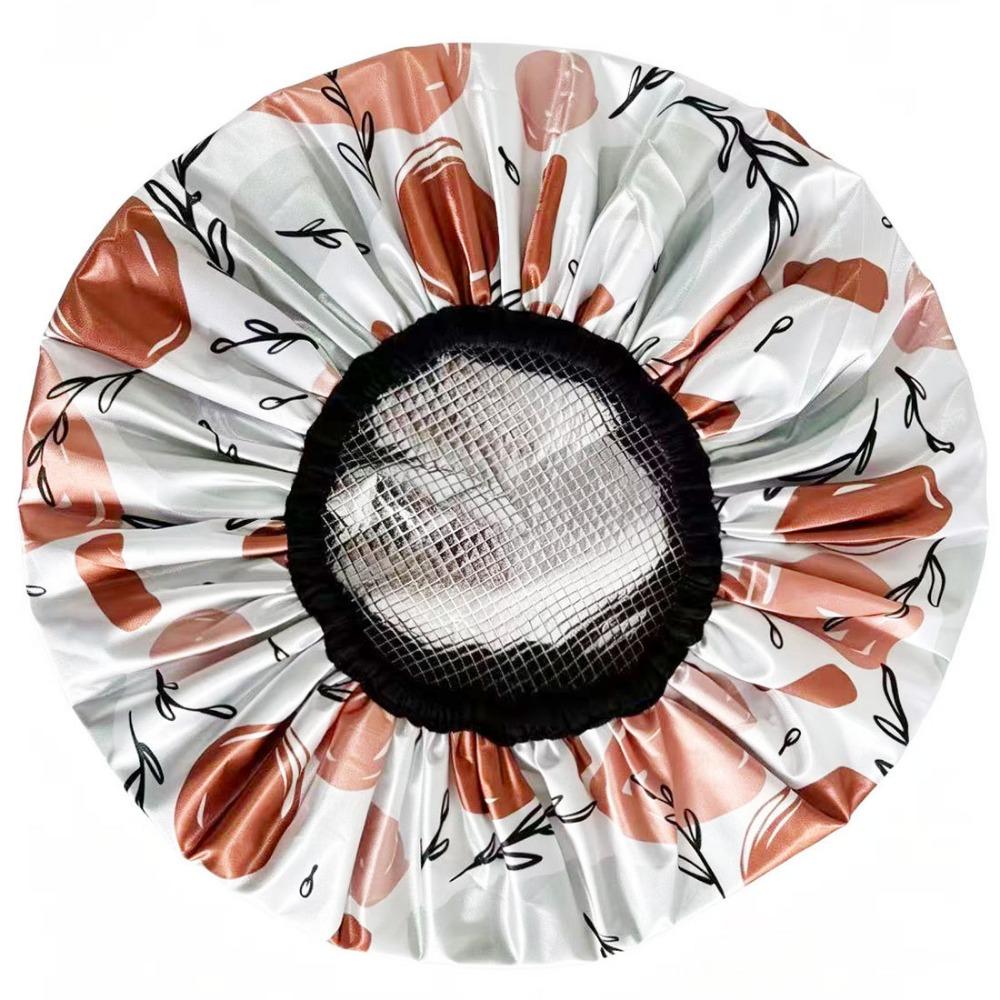 Foil Lining Deep Conditioning Cap Floral Pattern Satin Shower Cap Thickened Shower Cap Salons